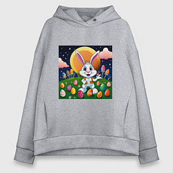 Толстовка оверсайз женская Кролик пришелец, цвет: меланж