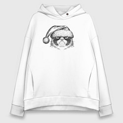 Толстовка оверсайз женская Grumpy cat Santa, цвет: белый