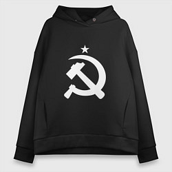 Толстовка оверсайз женская Белый серп и молот, цвет: черный