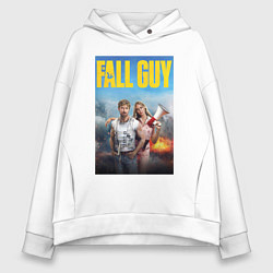 Толстовка оверсайз женская Ryan Gosling and Emily Blunt the fall guy, цвет: белый