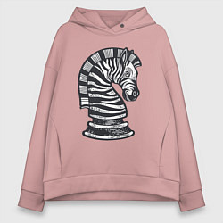 Толстовка оверсайз женская Шахматная зебра, цвет: пыльно-розовый