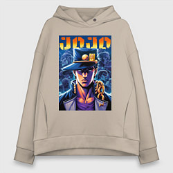 Толстовка оверсайз женская Jojo - Jotaro Kujo ai art, цвет: миндальный