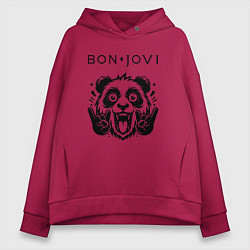 Толстовка оверсайз женская Bon Jovi - rock panda, цвет: маджента