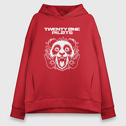 Толстовка оверсайз женская Twenty One Pilots rock panda, цвет: красный