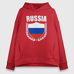 Толстовка оверсайз женская Russian flag, цвет: красный
