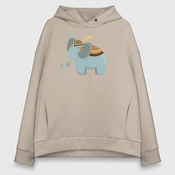 Толстовка оверсайз женская Cute elephant, цвет: миндальный
