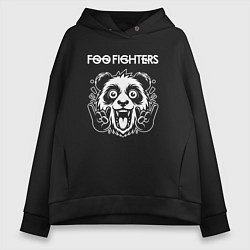 Толстовка оверсайз женская Foo Fighters rock panda, цвет: черный