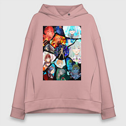 Толстовка оверсайз женская Re:Zero Субару Нацуки, цвет: пыльно-розовый