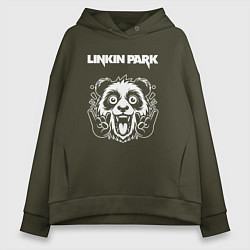 Толстовка оверсайз женская Linkin Park rock panda, цвет: хаки