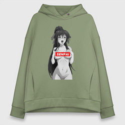 Толстовка оверсайз женская Ахегао senpai nudity, цвет: авокадо