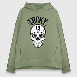 Толстовка оверсайз женская Lucky skull, цвет: авокадо