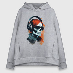 Толстовка оверсайз женская Grunge redhead girl skull, цвет: меланж