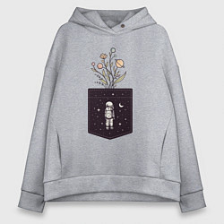 Толстовка оверсайз женская Космический карман, цвет: меланж