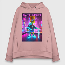 Толстовка оверсайз женская Neon Bart - with skateboard ai art fantasy, цвет: пыльно-розовый