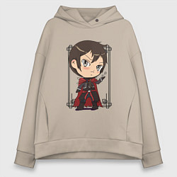 Толстовка оверсайз женская Арт на аниме владыка демонов и его девушка эльфийк, цвет: миндальный