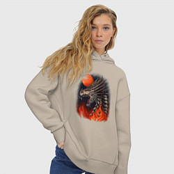 Толстовка оверсайз женская Огненный дракон хамелеон, цвет: миндальный — фото 2