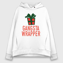 Толстовка оверсайз женская Gangsta wrapper, цвет: белый