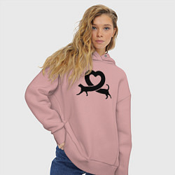 Толстовка оверсайз женская Love cat, цвет: пыльно-розовый — фото 2