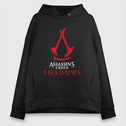 Толстовка оверсайз женская Assassins creed shadows logo, цвет: черный