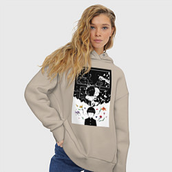 Толстовка оверсайз женская Моб Психо Шигэо Кагэяма, цвет: миндальный — фото 2