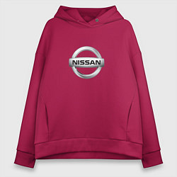 Толстовка оверсайз женская Nissan logo, цвет: маджента