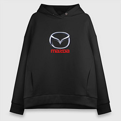 Толстовка оверсайз женская Mazda logo, цвет: черный