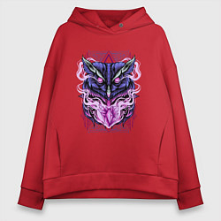 Толстовка оверсайз женская Магическая сова с кристаллом, цвет: красный