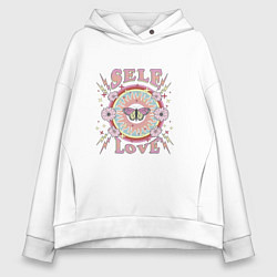 Толстовка оверсайз женская Любовь к себе, цвет: белый