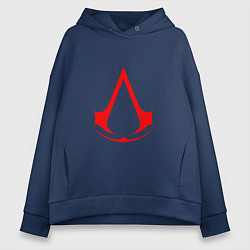 Толстовка оверсайз женская Red logo of assassins, цвет: тёмно-синий