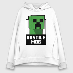 Толстовка оверсайз женская Minecraft hostile mob, цвет: белый