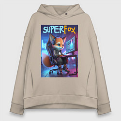 Женское худи оверсайз Super fox gamer - ai art fantasy