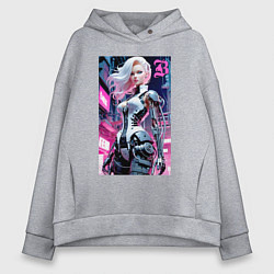 Толстовка оверсайз женская Pretty Barbie blond - cyberpunk ai art, цвет: меланж