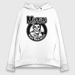 Толстовка оверсайз женская Misfits want your skull, цвет: белый