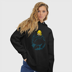 Толстовка оверсайз женская Гомер спит, цвет: черный — фото 2