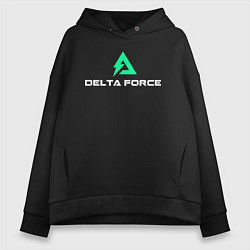 Толстовка оверсайз женская Delta force hawk ops logo, цвет: черный