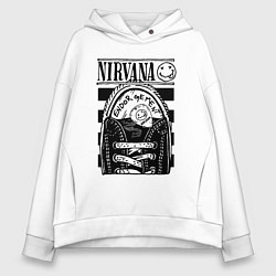 Толстовка оверсайз женская Nirvana grunge rock, цвет: белый