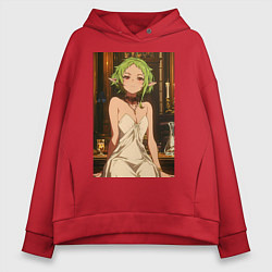 Толстовка оверсайз женская Реинкарнация безработного Сильфиетта вечернее плат, цвет: красный