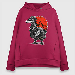 Толстовка оверсайз женская BMW GS Гусь, цвет: маджента