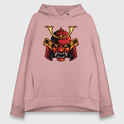 Толстовка оверсайз женская Самурай с клыками, цвет: пыльно-розовый