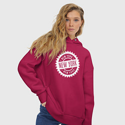 Толстовка оверсайз женская New York - USA, цвет: маджента — фото 2