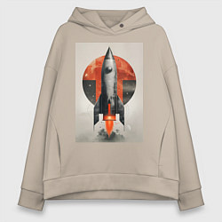 Толстовка оверсайз женская Постер ракеты, цвет: миндальный