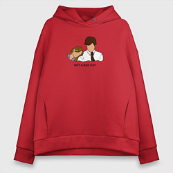 Толстовка оверсайз женская Not a bad day - the office, цвет: красный