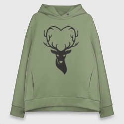 Толстовка оверсайз женская Love deer, цвет: авокадо