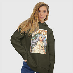 Толстовка оверсайз женская Провожающая в последний путь Фрирен эльф, цвет: хаки — фото 2