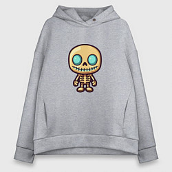 Толстовка оверсайз женская Маленький скелет, цвет: меланж