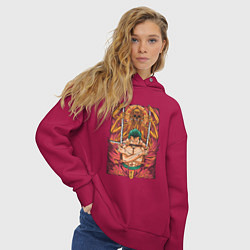 Толстовка оверсайз женская One piece Зоро бог, цвет: маджента — фото 2