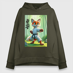 Толстовка оверсайз женская Kyokushin karate - fox, цвет: хаки