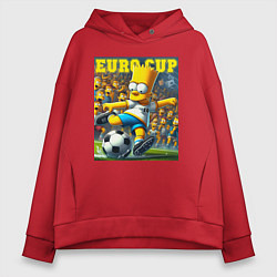 Толстовка оверсайз женская Euro cup - Bart Simpson, цвет: красный