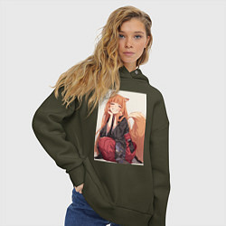 Толстовка оверсайз женская Волчица и пряности Холо торговец, цвет: хаки — фото 2