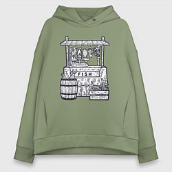 Толстовка оверсайз женская Рыбная лавка, цвет: авокадо